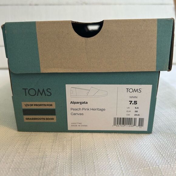 Tom’s Alpargata Shell Pink Heritage Canvas 7.5 NWT - Picture 6 of 10